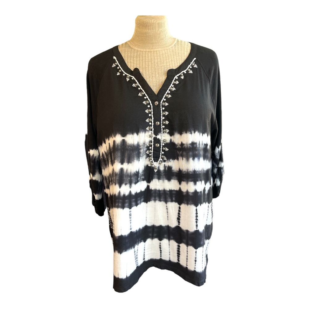 XXL Bandolino Black and white beaded top. - Picture 1 of 13
